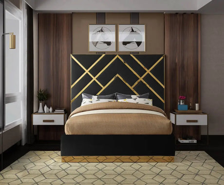 Meridian Furniture - Vector Velvet King Bed In Black - Vectorblack-K