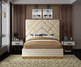 Meridian Furniture - Vector Velvet King Bed In Cream - Vectorcream-K