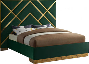 Vector Velvet King Bed In Green - Vectorgreen-K | Meridian