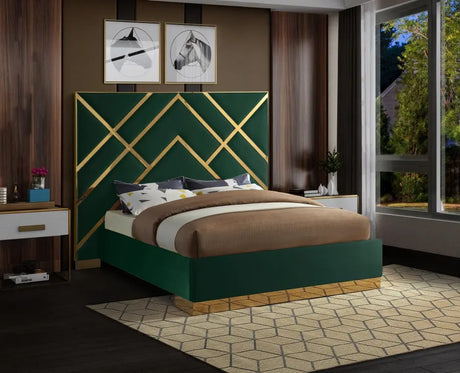 Meridian Furniture - Vector Velvet King Bed In Green - Vectorgreen-K