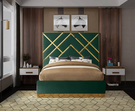 Meridian Furniture - Vector Velvet King Bed In Green - Vectorgreen-K