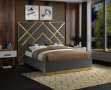 Meridian Furniture - Vector Velvet King Bed In Grey - Vectorgrey-K