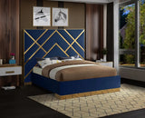 Meridian Furniture - Vector Velvet King Bed In Navy - Vectornavy-K