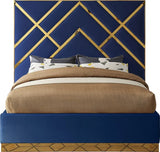 Meridian Furniture - Vector Velvet King Bed In Navy - Vectornavy-K