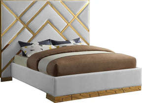 Vector Velvet King Bed In White - Vectorwhite-K | Meridian