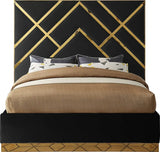 Meridian Furniture - Vector Velvet Queen Bed In Black - Vectorblack-Q