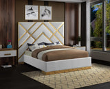 Meridian Furniture - Vector Velvet Queen Bed In White - Vectorwhite-Q