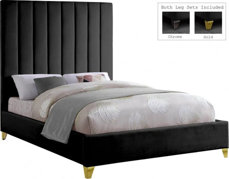 Meridian Furniture - Via Velvet King Bed In Black - Viablack-K