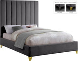 Meridian Furniture - Via Velvet King Bed In Grey - Viagrey-K