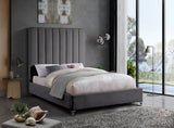 Meridian Furniture - Via Velvet King Bed In Grey - Viagrey-K