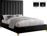 Meridian Furniture - Via Velvet Queen Bed In Black - Viablack-Q