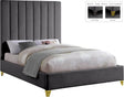 Via Velvet Queen Bed In Grey - Viagrey-Q | Meridian