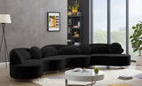 Meridian Furniture - Vivacious Velvet 3 Piece Sectional In Black - 632Black-Sectional