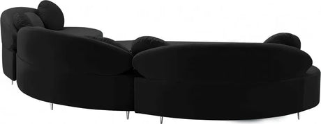 Meridian Furniture - Vivacious Velvet 3 Piece Sectional In Black - 632Black-Sectional