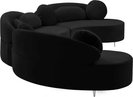 Meridian Furniture - Vivacious Velvet 3 Piece Sectional In Black - 632Black-Sectional