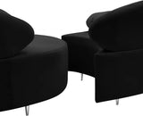 Meridian Furniture - Vivacious Velvet 3 Piece Sectional In Black - 632Black-Sectional