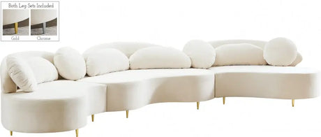 Meridian Furniture - Vivacious Velvet 3 Piece Sectional In Cream - 632Cream-Sectional