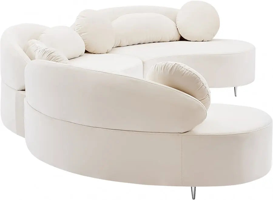 Meridian Furniture - Vivacious Velvet 3 Piece Sectional In Cream - 632Cream-Sectional