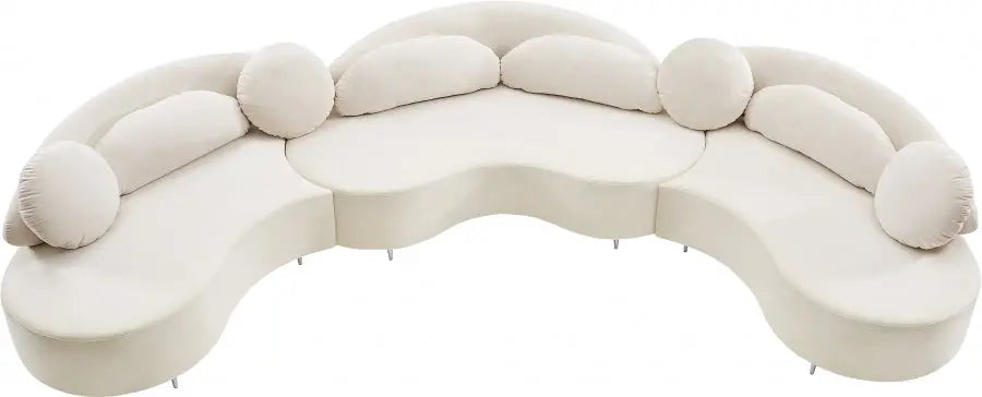 Meridian Furniture - Vivacious Velvet 3 Piece Sectional In Cream - 632Cream-Sectional