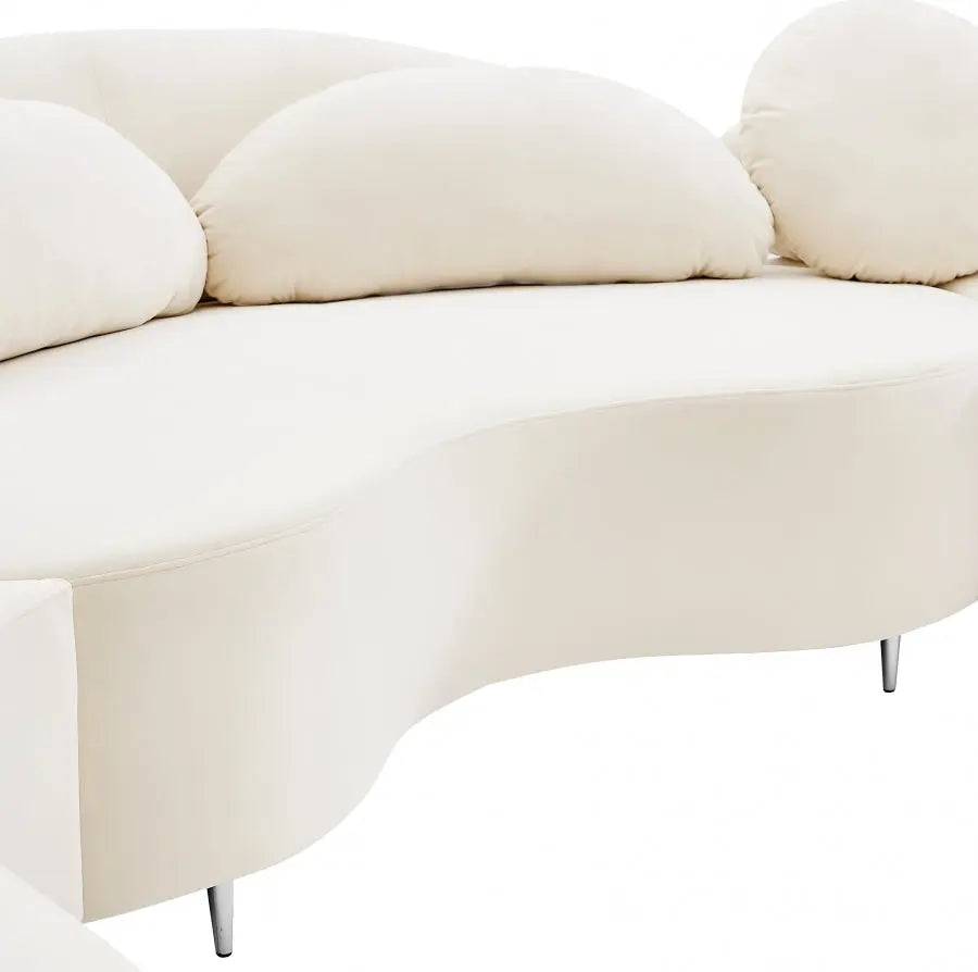 Meridian Furniture - Vivacious Velvet 3 Piece Sectional In Cream - 632Cream-Sectional