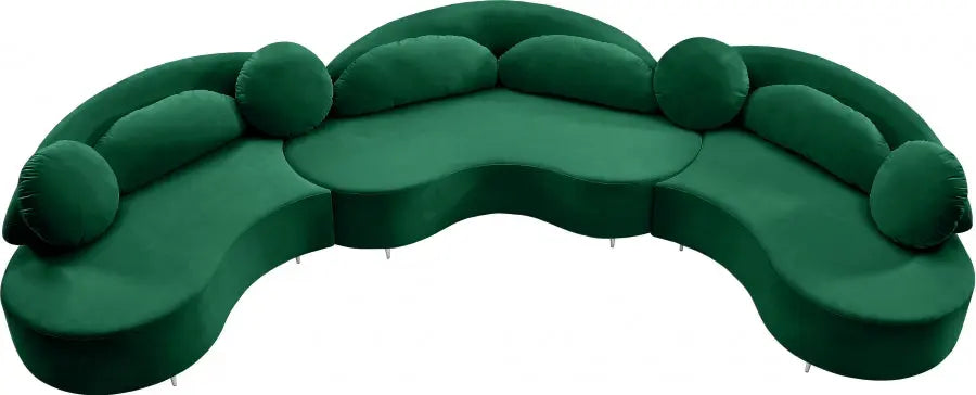 Meridian Furniture - Vivacious Velvet 3 Piece Sectional In Green - 632Green-Sectional