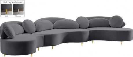 Meridian Furniture - Vivacious Velvet 3 Piece Sectional In Grey - 632Grey-Sectional