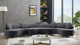 Meridian Furniture - Vivacious Velvet 3 Piece Sectional In Grey - 632Grey-Sectional