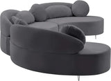 Meridian Furniture - Vivacious Velvet 3 Piece Sectional In Grey - 632Grey-Sectional