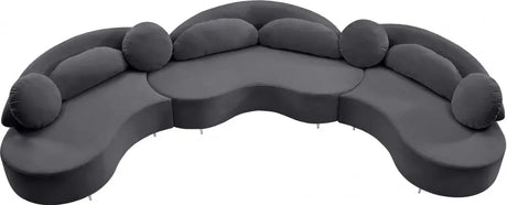 Meridian Furniture - Vivacious Velvet 3 Piece Sectional In Grey - 632Grey-Sectional