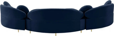 Meridian Furniture - Vivacious Velvet 3 Piece Sectional In Navy - 632Navy-Sectional