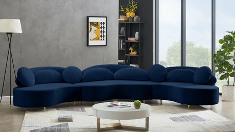 Meridian Furniture - Vivacious Velvet 3 Piece Sectional In Navy - 632Navy-Sectional