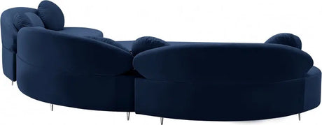 Meridian Furniture - Vivacious Velvet 3 Piece Sectional In Navy - 632Navy-Sectional