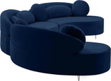 Meridian Furniture - Vivacious Velvet 3 Piece Sectional In Navy - 632Navy-Sectional