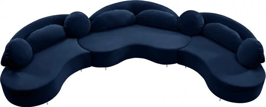 Meridian Furniture - Vivacious Velvet 3 Piece Sectional In Navy - 632Navy-Sectional