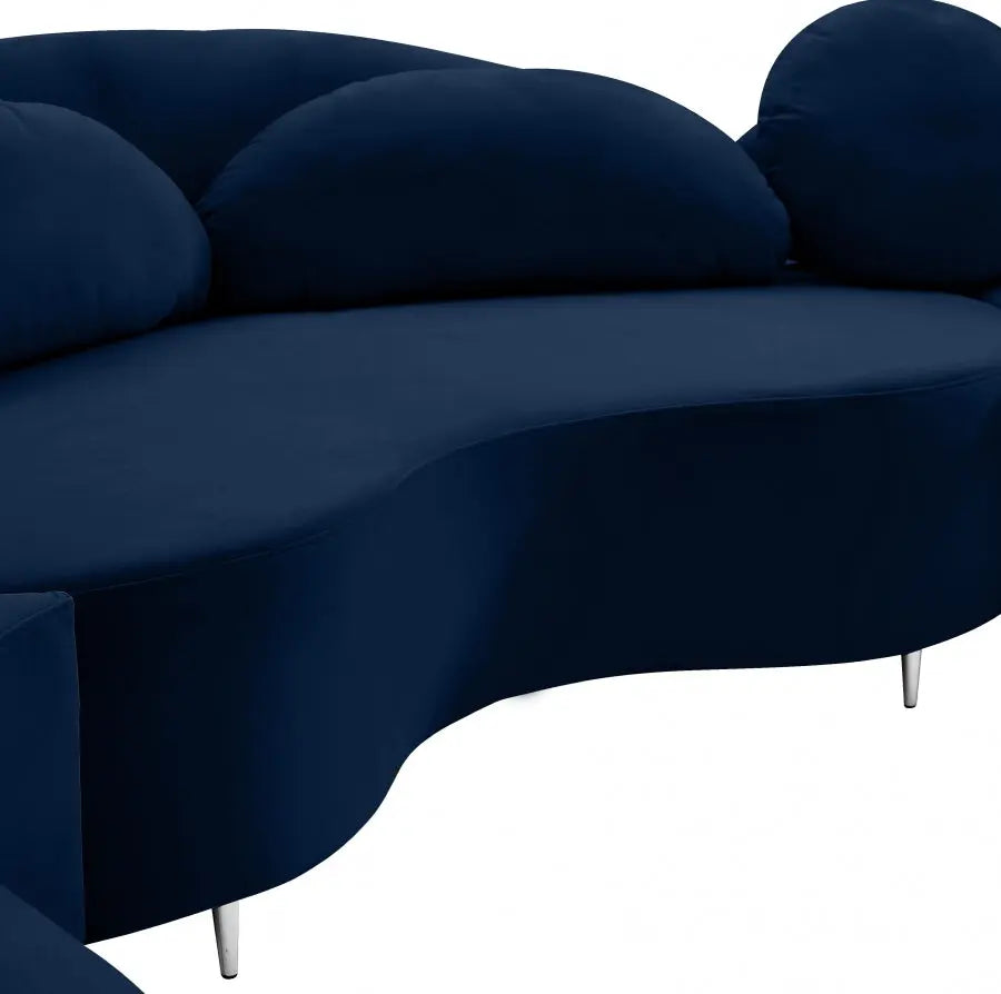 Meridian Furniture - Vivacious Velvet 3 Piece Sectional In Navy - 632Navy-Sectional