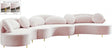 Vivacious Velvet 3 Piece Sectional In Pink - 632Pink-Sectional | Meridian