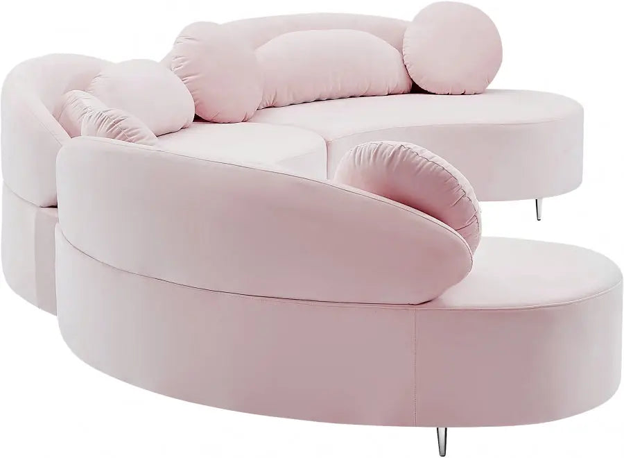 Meridian Furniture - Vivacious Velvet 3 Piece Sectional In Pink - 632Pink-Sectional