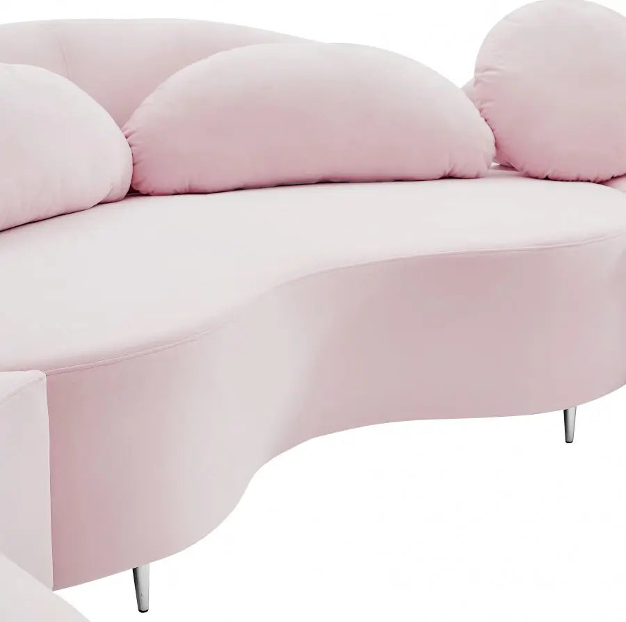 Meridian Furniture - Vivacious Velvet 3 Piece Sectional In Pink - 632Pink-Sectional