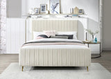 Meridian Furniture - Zara Velvet King Bed In Cream - Zaracream-K