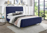 Meridian Furniture - Zara Velvet King Bed In Navy - Zaranavy-K