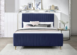 Meridian Furniture - Zara Velvet King Bed In Navy - Zaranavy-K