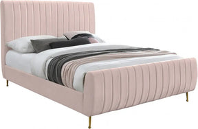 Zara Velvet King Bed In Pink - Zarapink-K | Meridian