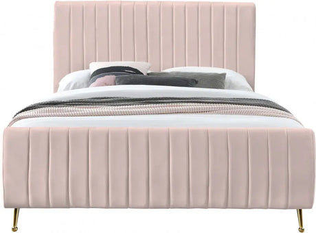 Meridian Furniture - Zara Velvet King Bed In Pink - Zarapink-K