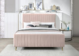 Meridian Furniture - Zara Velvet King Bed In Pink - Zarapink-K