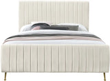 Meridian Furniture - Zara Velvet Queen Bed In Cream - Zaracream-Q