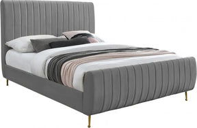 Zara Velvet Queen Bed In Grey - Zaragrey-Q | Meridian