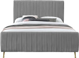 Meridian Furniture - Zara Velvet Queen Bed In Grey - Zaragrey-Q