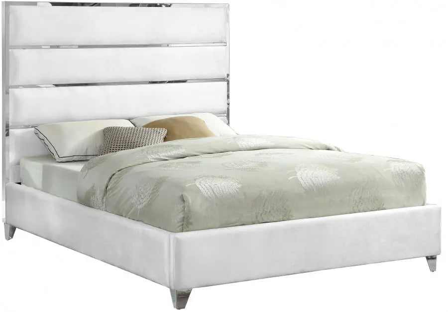 Meridian Furniture - Zuma Velvet King Bed In White - Zumawhite-K