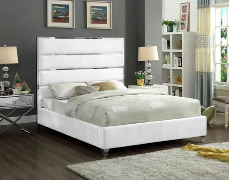 Meridian Furniture - Zuma Velvet King Bed In White - Zumawhite-K