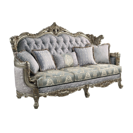 Acme - Miliani Sofa W/5 Pillows LV01780 Fabric & Antique Bronze Finish